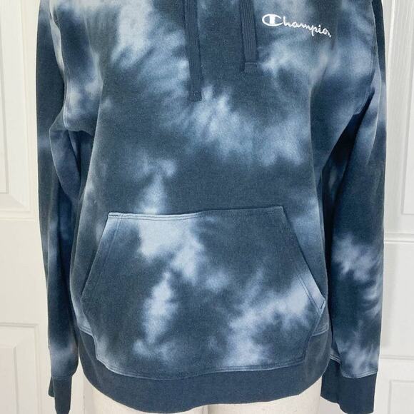Women’s medium Tie Dye Hoodie, Champion black gray embroidered logo pullover - Picture 5 of 8